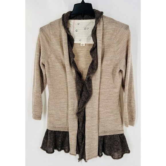 Anthropologie Sweaters - Anthropologie Birds on a Wire Ruffle Wool Alpaca Blend Sweater Cardigan Large